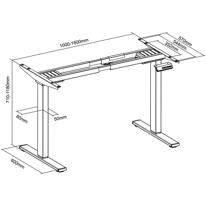 TC Desk Duo sähköpöydänrunko - Harmaa