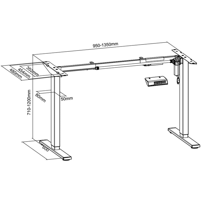 TC Desk Duo One sähköpöydänrunko - Valkoinen